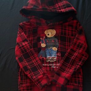 Ralph Lauren Kids Black and Red Plaid Hoodie